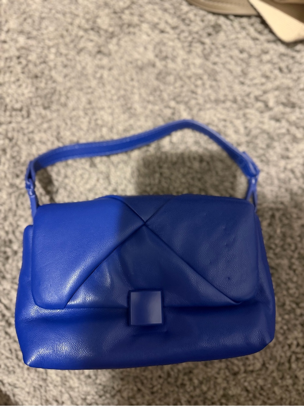 Blue Leather Shoulder Bag